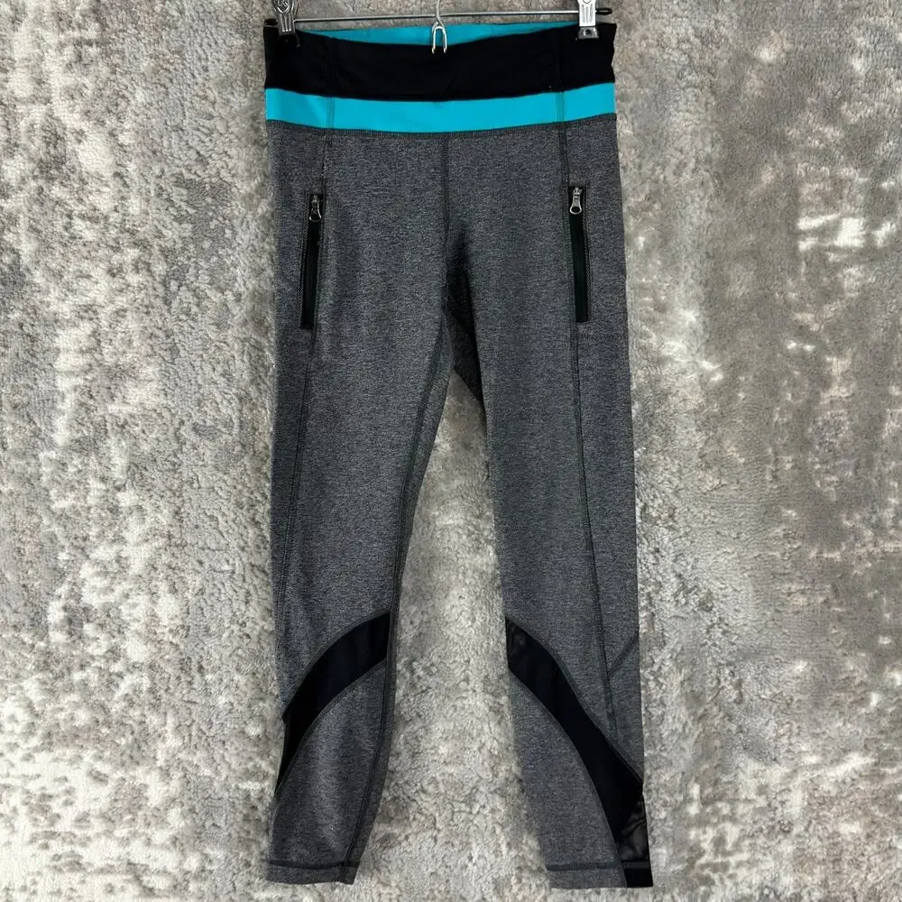 Lululemon Size 4 Athleisure Casual Leggings Heather Gray Pull On Stretch Zipper